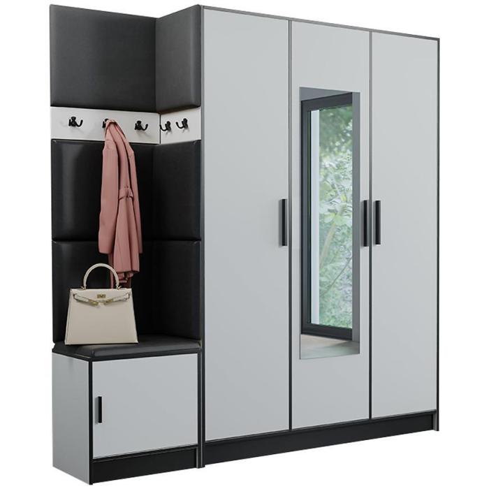 Garderoba Roj 14 biała + Madryt 1100 ekoskóra czarna