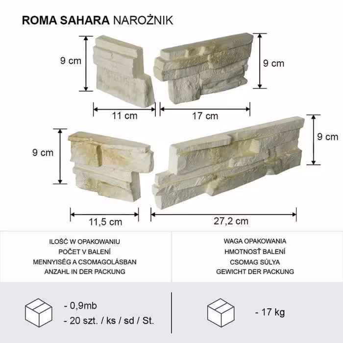 Kamień Betonowy Roma Sahara Narożnik