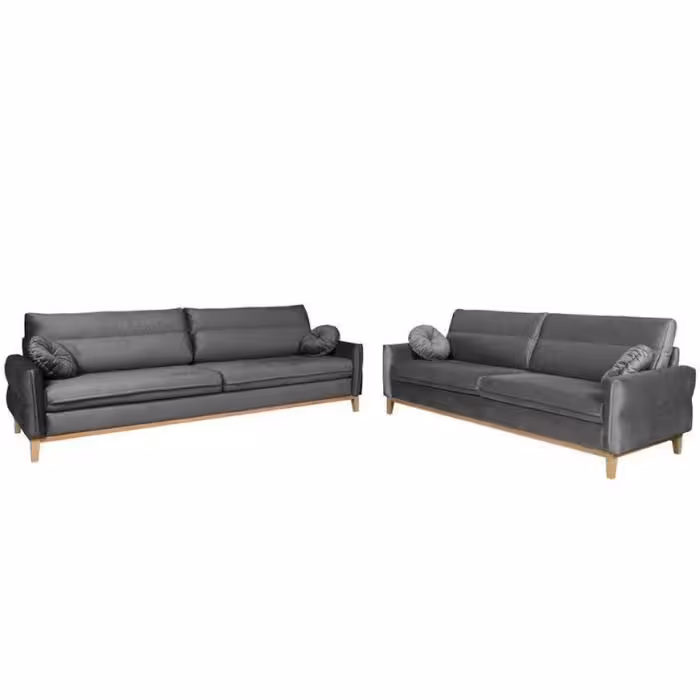 Komplet Bellano 3/2/1 Grey Kronos 22 drewno naturalne
