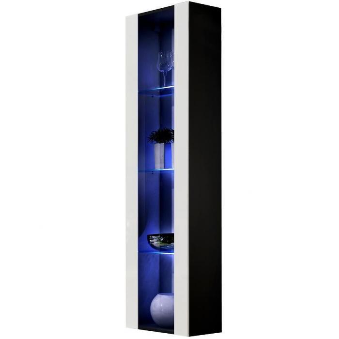 Witryna Fly 41+Szkło Biały/Czarny +LED