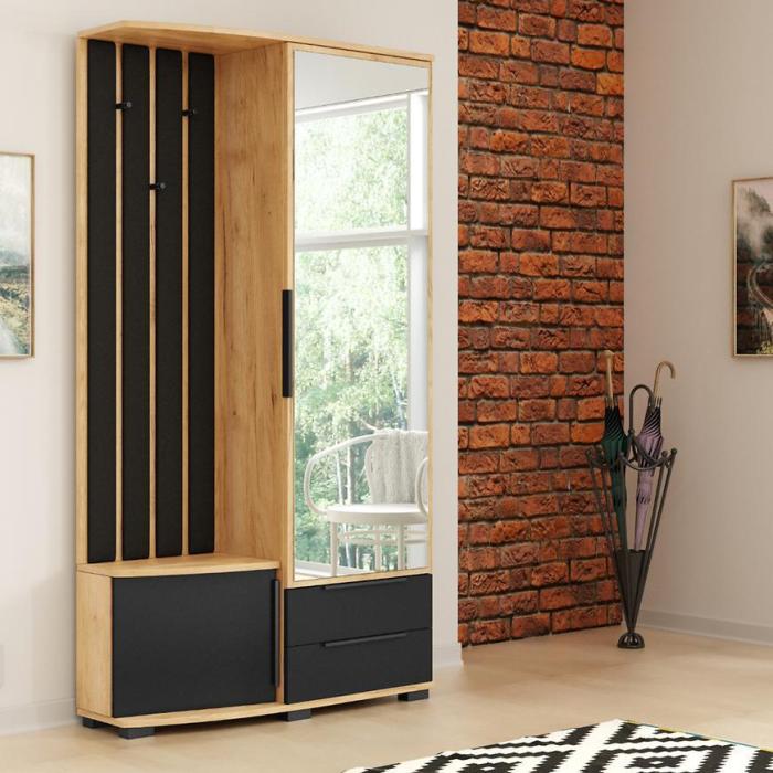Garderoba Loft złoty kraft/czarny/tapicerka