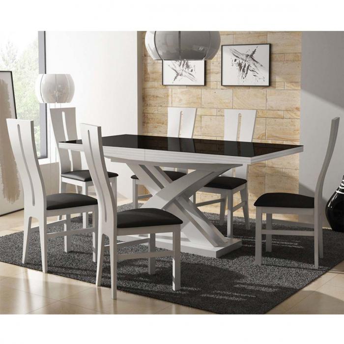 Zestaw stół i krzesła Artur 1+6 ST715 I KR648 biały połysk SAFARI PIK 14