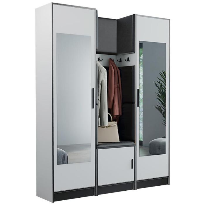 Garderoba Roj 12 biała + Madryt 1100 ekoskóra czarna