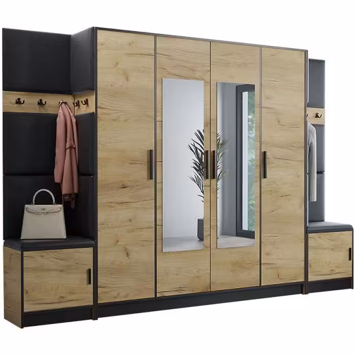 Garderoba Roj 17 craft + Madryt 1100 ekoskóra czarna