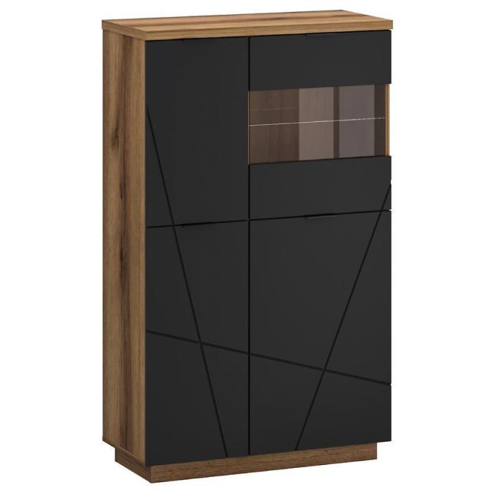 Witryna Orient C 3d1w Dąb Delano Ciemny/Czarny