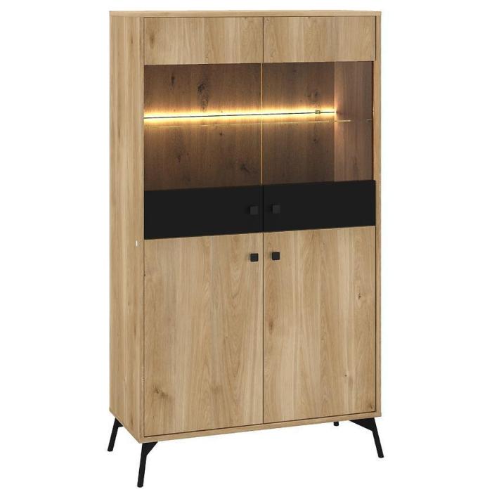 Witryna Agis 03 honey castello oak/black mat