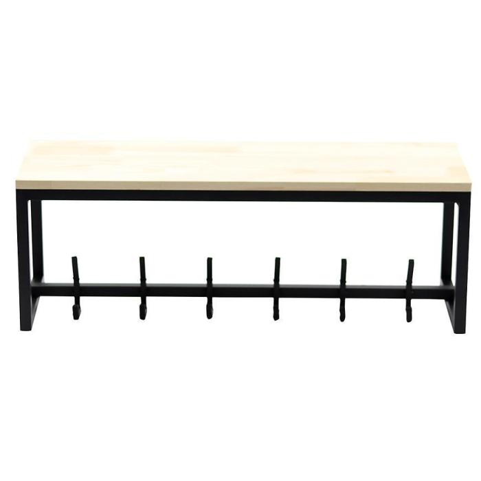 Wieszak metalowy z półką drewnianą Loft 26,5x75x25 czarny