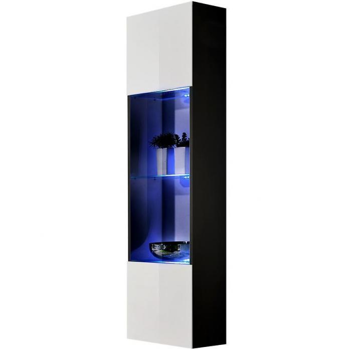 Witryna Fly 42+Szkło Biały/Czarny +LED