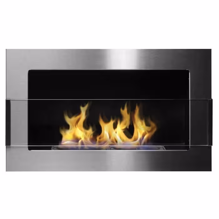 Biokominek 650x400 inox srebrny z szybą