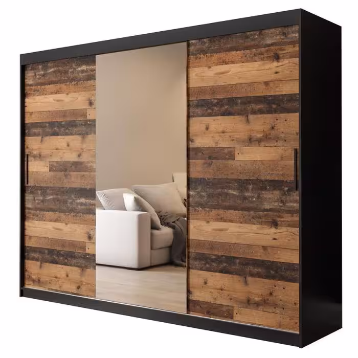 Szafa Old Wood T1 250 Czarny/Old Style/Lustro