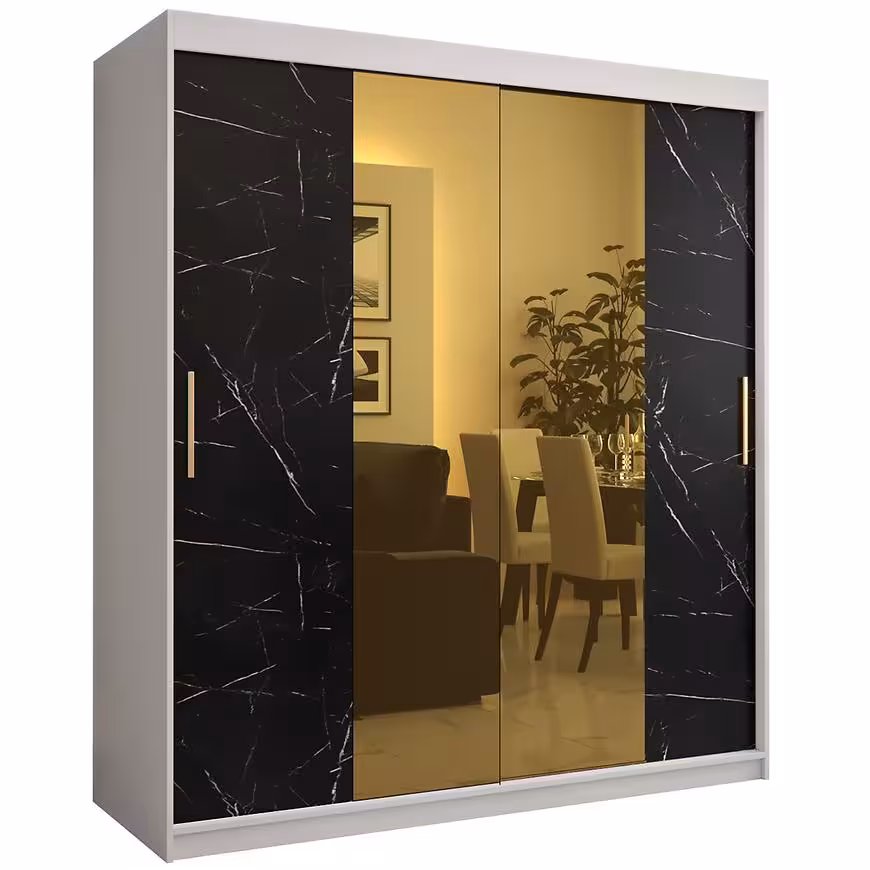 Szafa Platinum T1 180 biały marmur/czarny