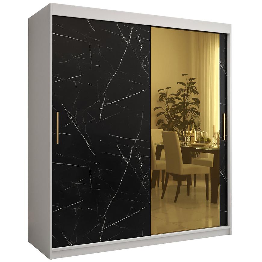 Szafa Platinum T2 180 biały marmur/czarny