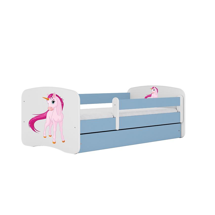 Łóżko dziecięce z materacem i szufladą Babydreams Niebieski 70x140 Jednorożec