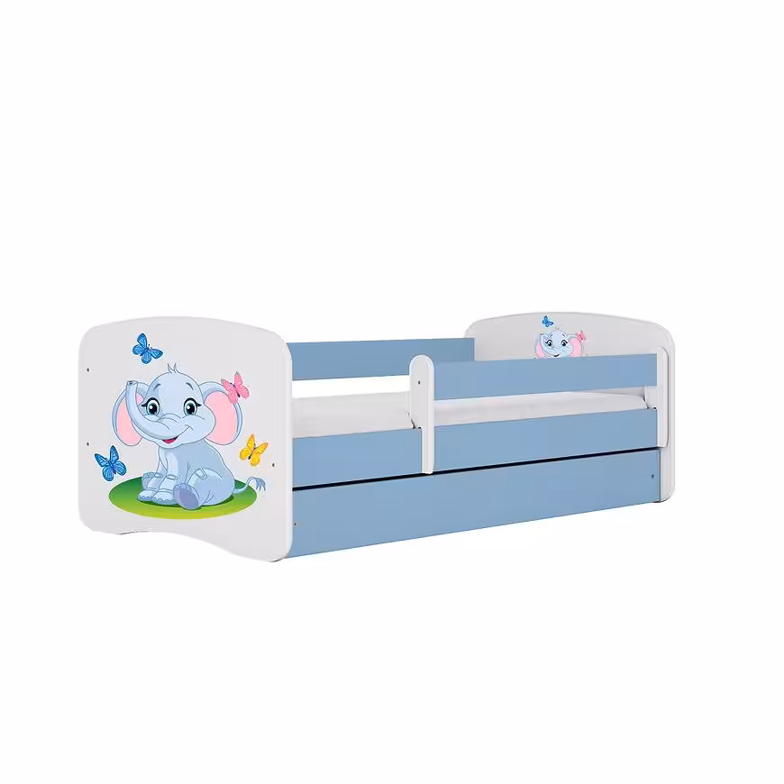 Łóżko dziecięce z materacem i szufladą Babydreams Niebieski 70x140 Słonik