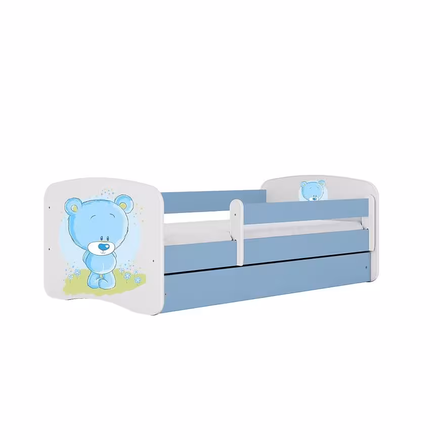 Łóżko dziecięce z materacem i szufladą Babydreams Niebieski 80x160 Miś Niebieski