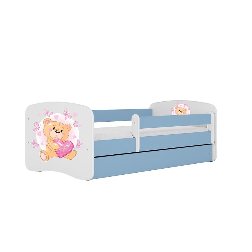 Łóżko dziecięce z materacem i szufladą Babydreams Niebieski 80x180 Miś Motyl