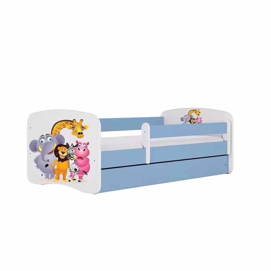Łóżko dziecięce z materacem i szufladą Babydreams Niebieski 70x140 Zoo