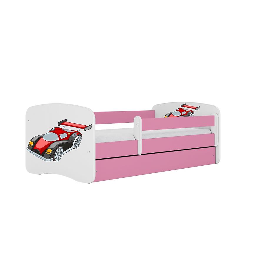 Łóżko dziecięce z materacem i szufladą Babydreams Różowe 80x160 Auto