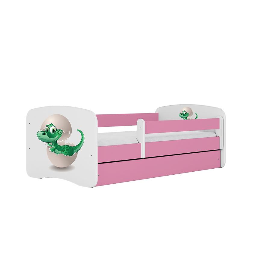 Łóżko dziecięce z materacem i szufladą Babydreams Różowe 80x180 Dino
