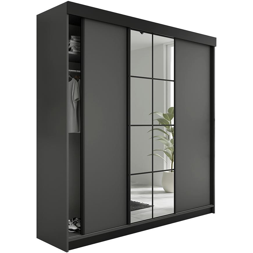 Szafa Lamaro 200 grafit antracyt + czarne wstawki