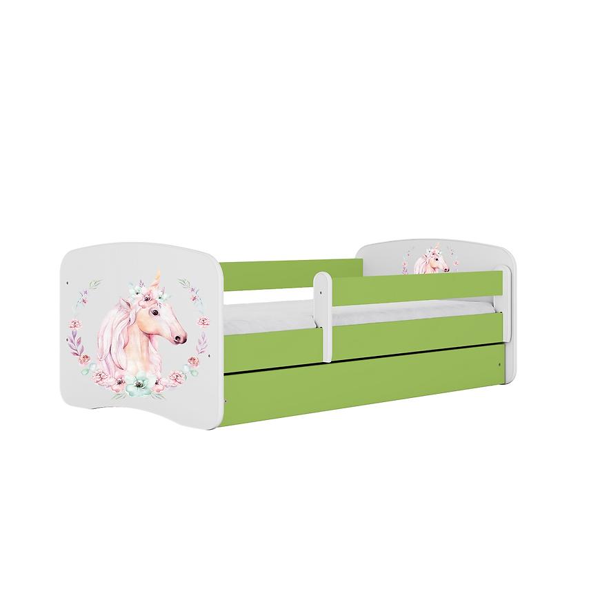 Łóżko dziecięce z materacem i szufladą Babydreams Zielone 70x140 Konik