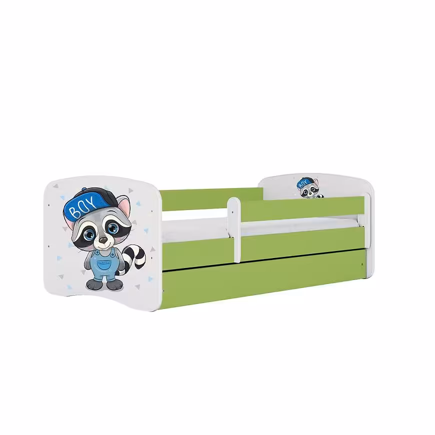 Łóżko dziecięce z materacem i szufladą Babydreams Zielone 80x180 Szop