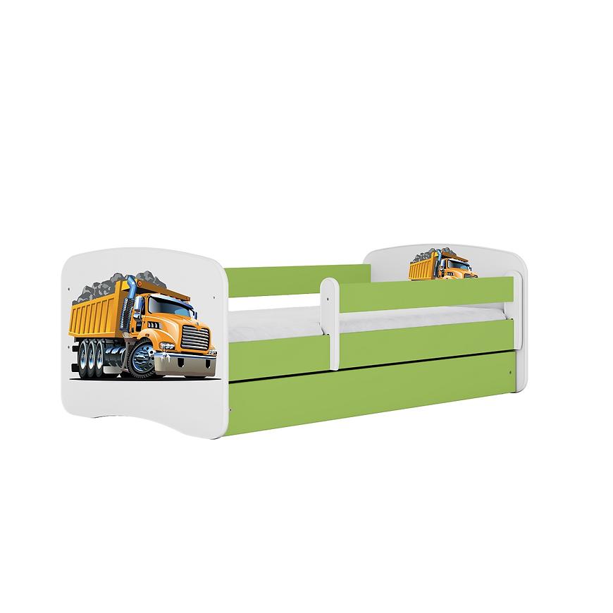 Łóżko dziecięce z materacem i szufladą Babydreams Zielone 80x180 Ciężarówka