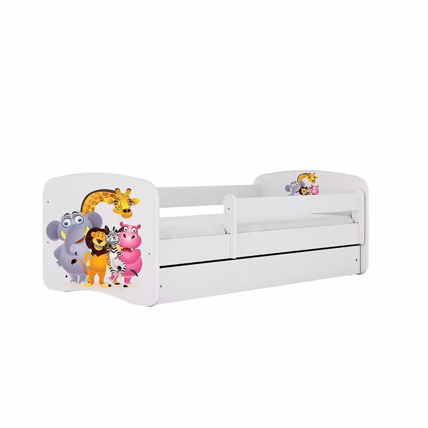 Łóżko dziecięce z materacem i szufladą Babydreams Biały 70x140 Zoo