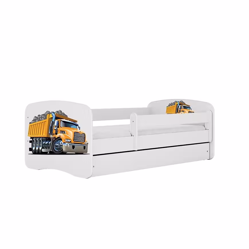 Łóżko dziecięce z materacem i szufladą Babydreams Biały 80x160 Ciężarówka