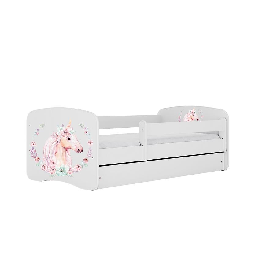 Łóżko dziecięce z materacem i szufladą Babydreams Biały 80x180 Konik