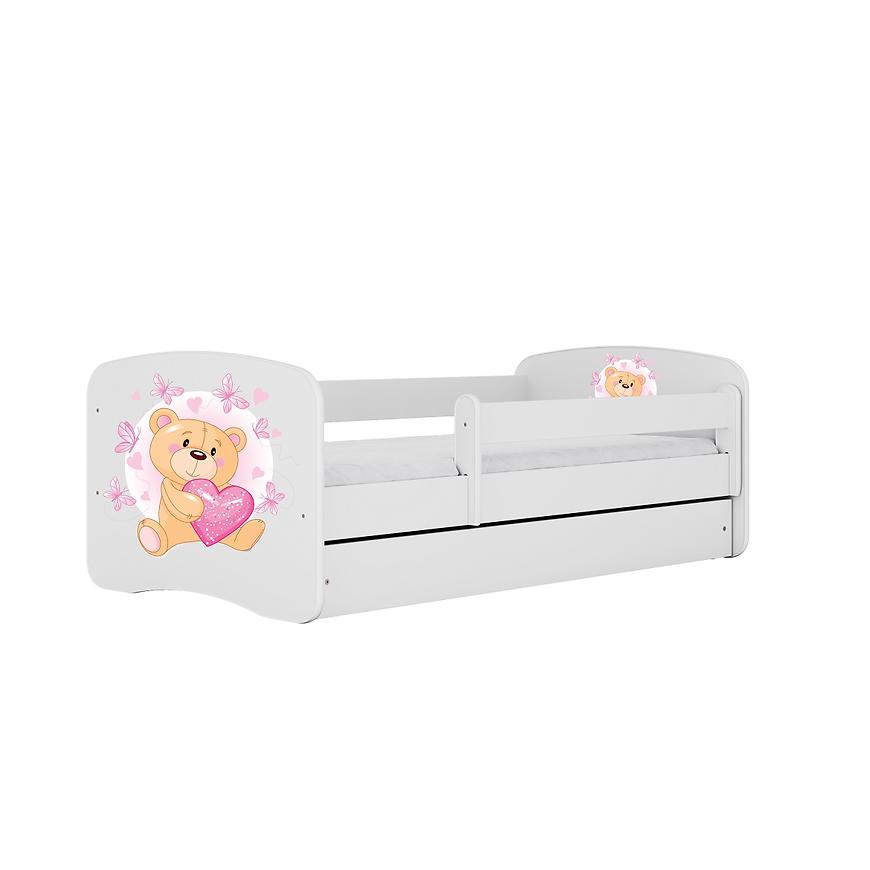 Łóżko dziecięce z materacem i szufladą Babydreams Biały 80x180 Miś Motyl