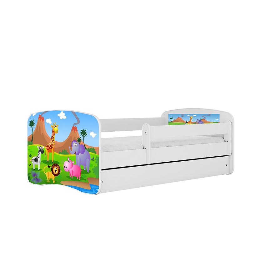 Łóżko dziecięce z materacem i szufladą Babydreams Biały 80x180 Safari