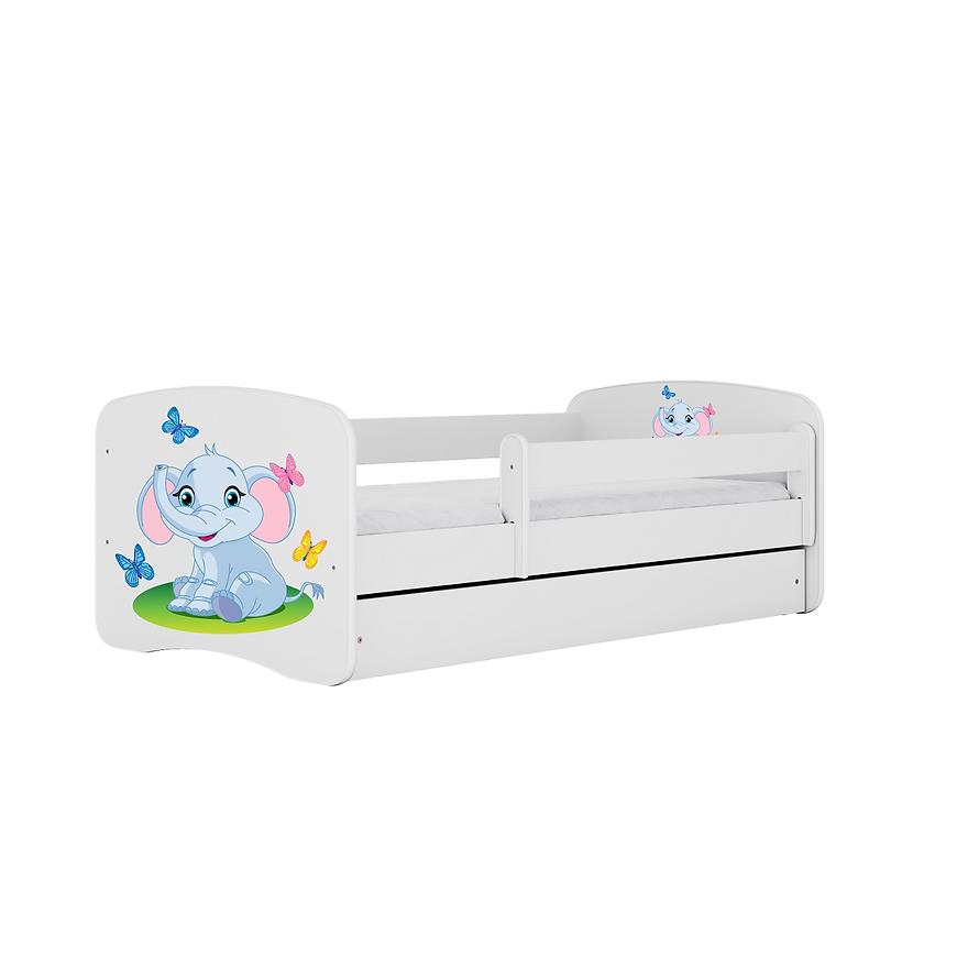 Łóżko dziecięce z materacem i szufladą Babydreams Biały 80x180 Słonik
