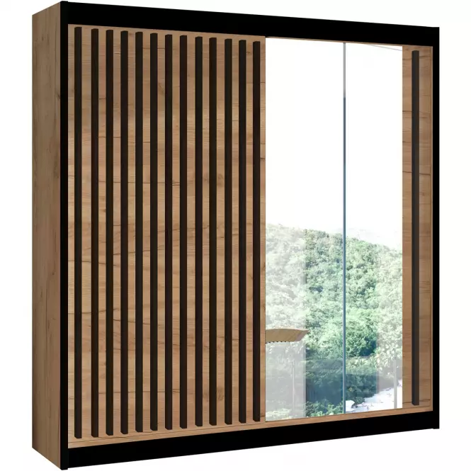 Szafa Ladder 203 dąb craft/lamele czarne