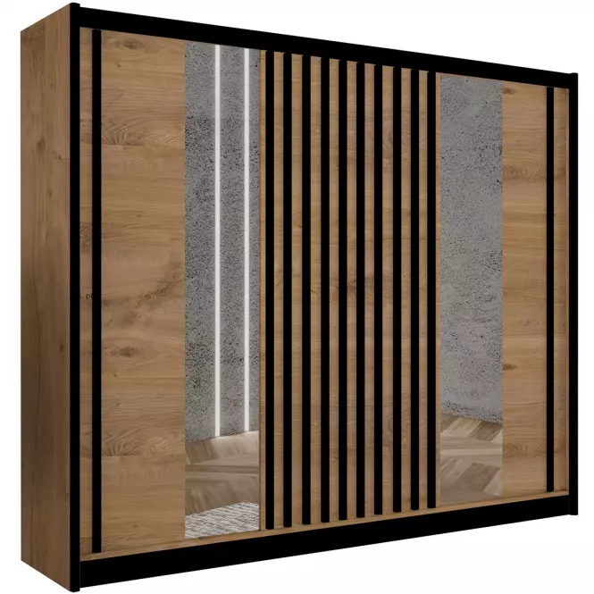 Szafa Ladder 250 dąb craft/lamele czarne