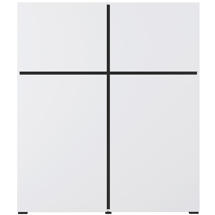 Komoda Wysoka Cross 4d Biały/Czarny
