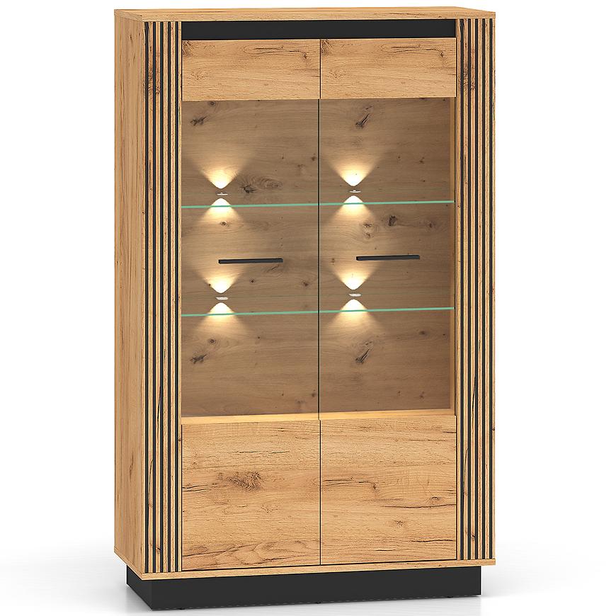 Witryna Urso 05 dąb craft złoty/czarny