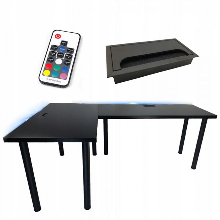 Biurko Gamingowe Narożne Top Czarne 202x136x2.8 Model 2