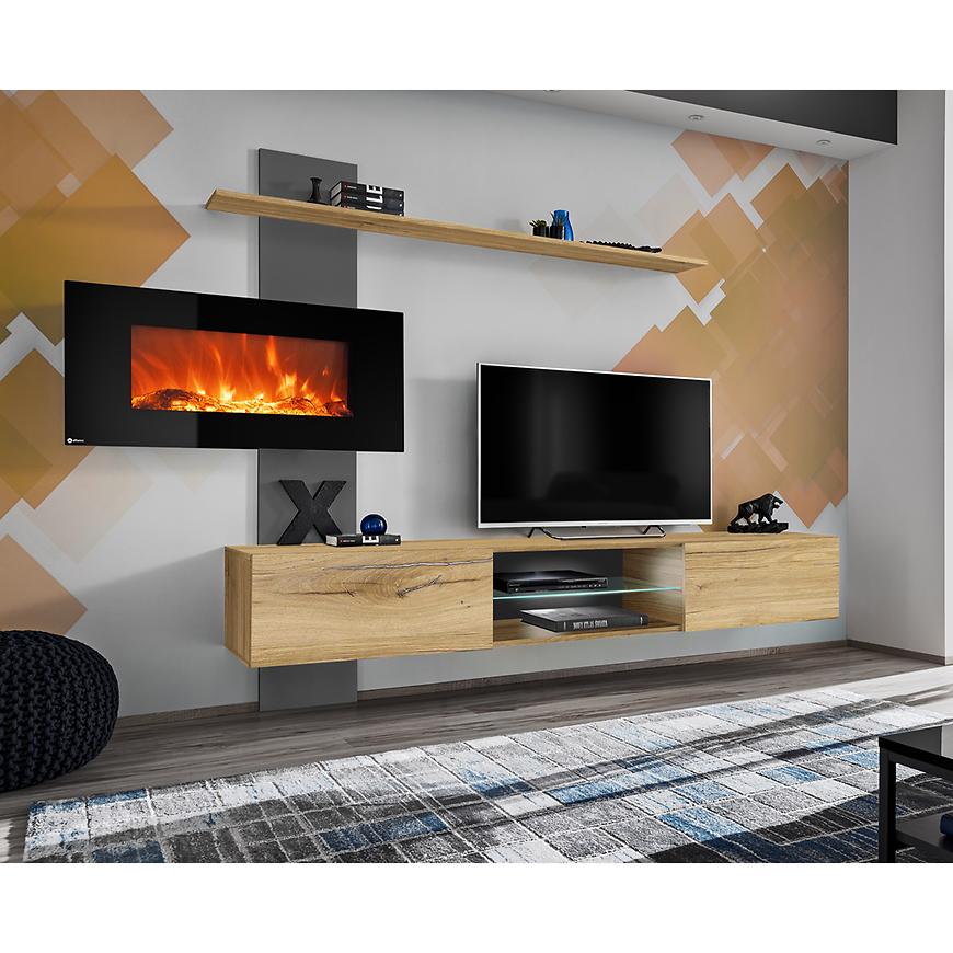 Meblościanka Flame E antracyt/dąb flagstaff
