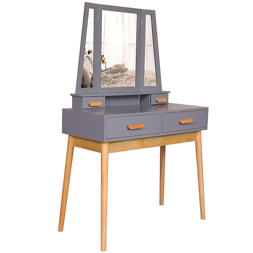 Toaletka z taboretem Sylvia 014 9513 szara/naturalna