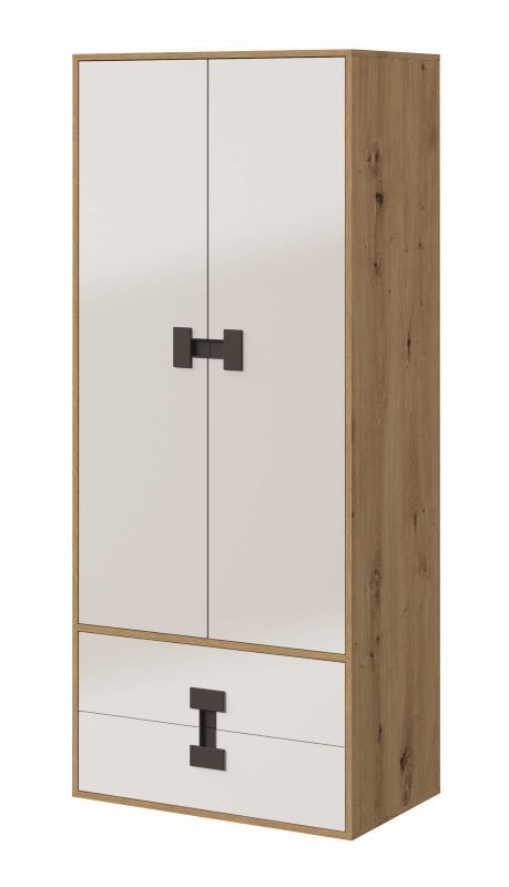 Szafa dwudrzwiowa z szufladami Index 01 dąb artisan/biały połysk