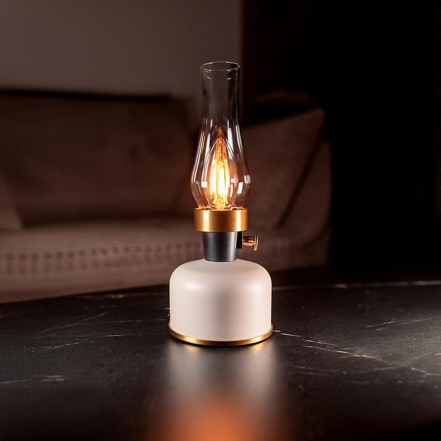 Lampa stołowa naftowa OLIA USB IP44 beige
