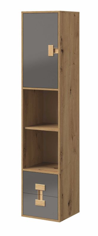 Regał jednodrzwiowy z szufladami Index 06 dąb artisan/szary połysk