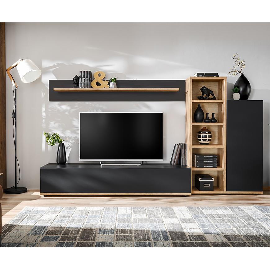 Meblościanka Silk 3 Rzs Sk3 Dąb Ribbeck/Czarny