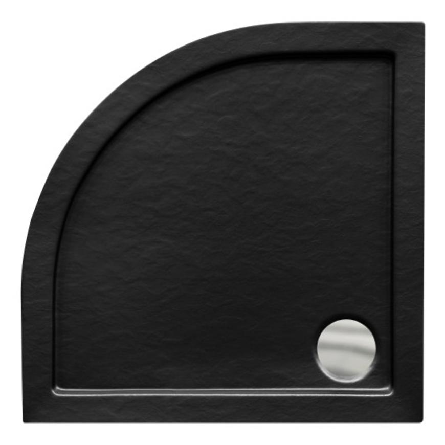 Brodzik półokrągły Aron 80/80 stone effect czarny
