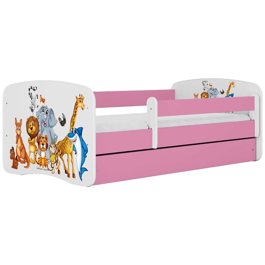 Łóżko dziecięce Babydreams+SZ+M różowy 70x140 zwierzęta