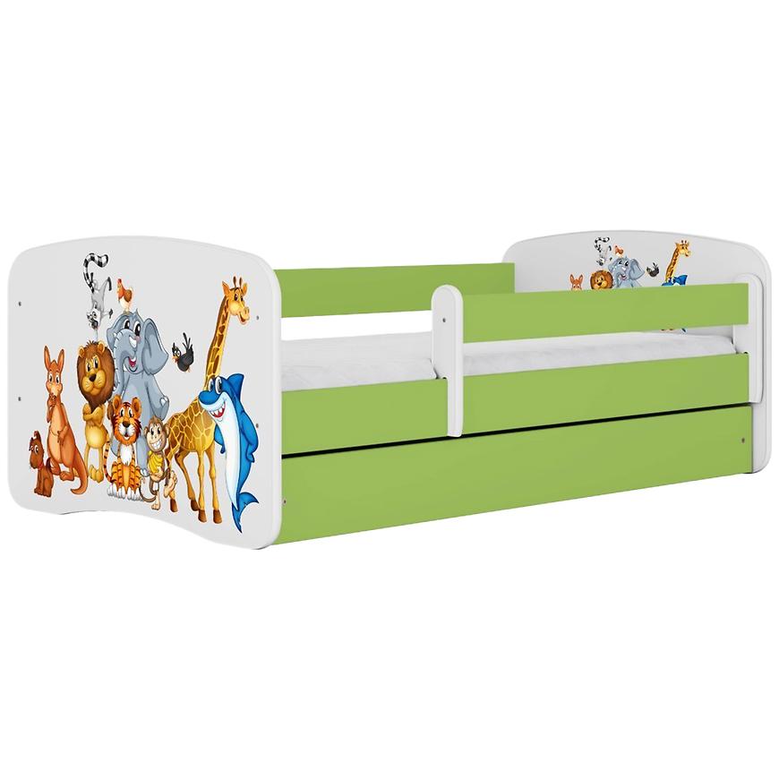 Łóżko dziecięce Babydreams+SZ+M zielony 70x140 zwierzęta
