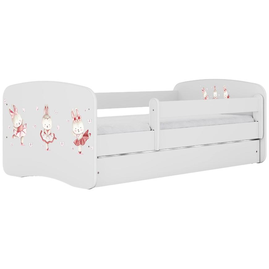 Łóżko dziecięce Babydreams+SZ+M biały 80x160 tańczące króliczki