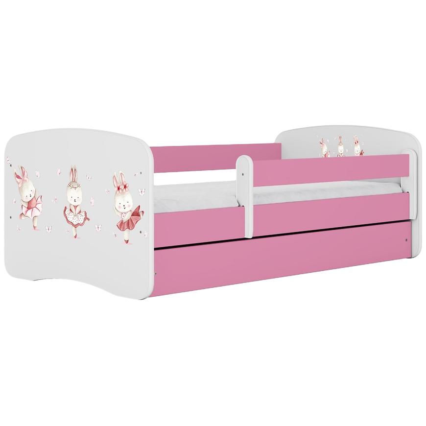 Łóżko dziecięce Babydreams+SZ+M różowy 80x160 tańczące króliczki