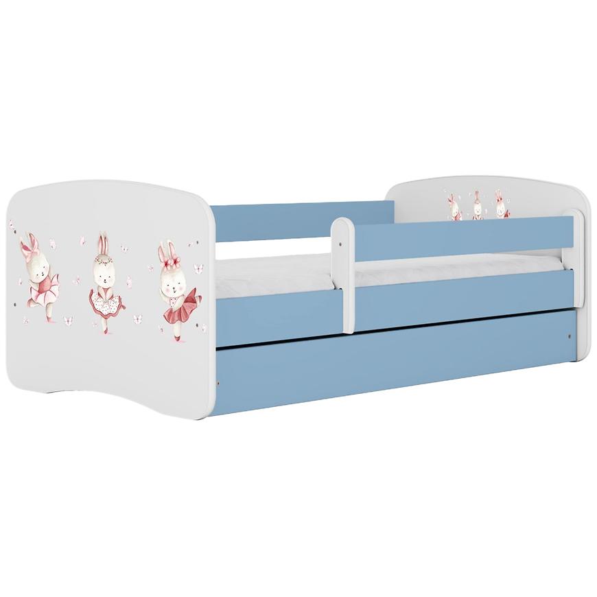 Łóżko dziecięce Babydreams+SZ+M niebieski 80x180 tańczące króliczki